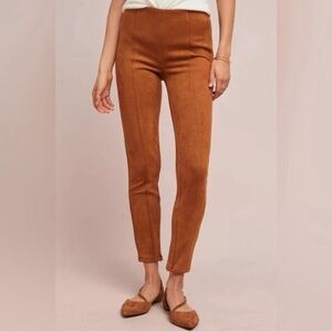Anthropologie Rust Brown Suede-Look Skinny Pants